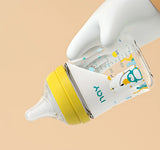 Colorful cartoon baby baby anti choking glass bottle suitable for newborns, 160ml 240ml 0-3 month bottle
