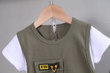 Fashion Summer Children Patchwork Clothes Baby Boy Girl Pocket T Shirt Shorts 2Pc/Set Toddler Casual Sportswear Kids Tracksuits