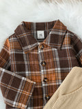 Spring Autumn Baby Boys Long Sleeve Plaid Shirt Children's Clothing +Jumpsuit Overalls Romper 2Pieces Leisure Suit For 1-3Y