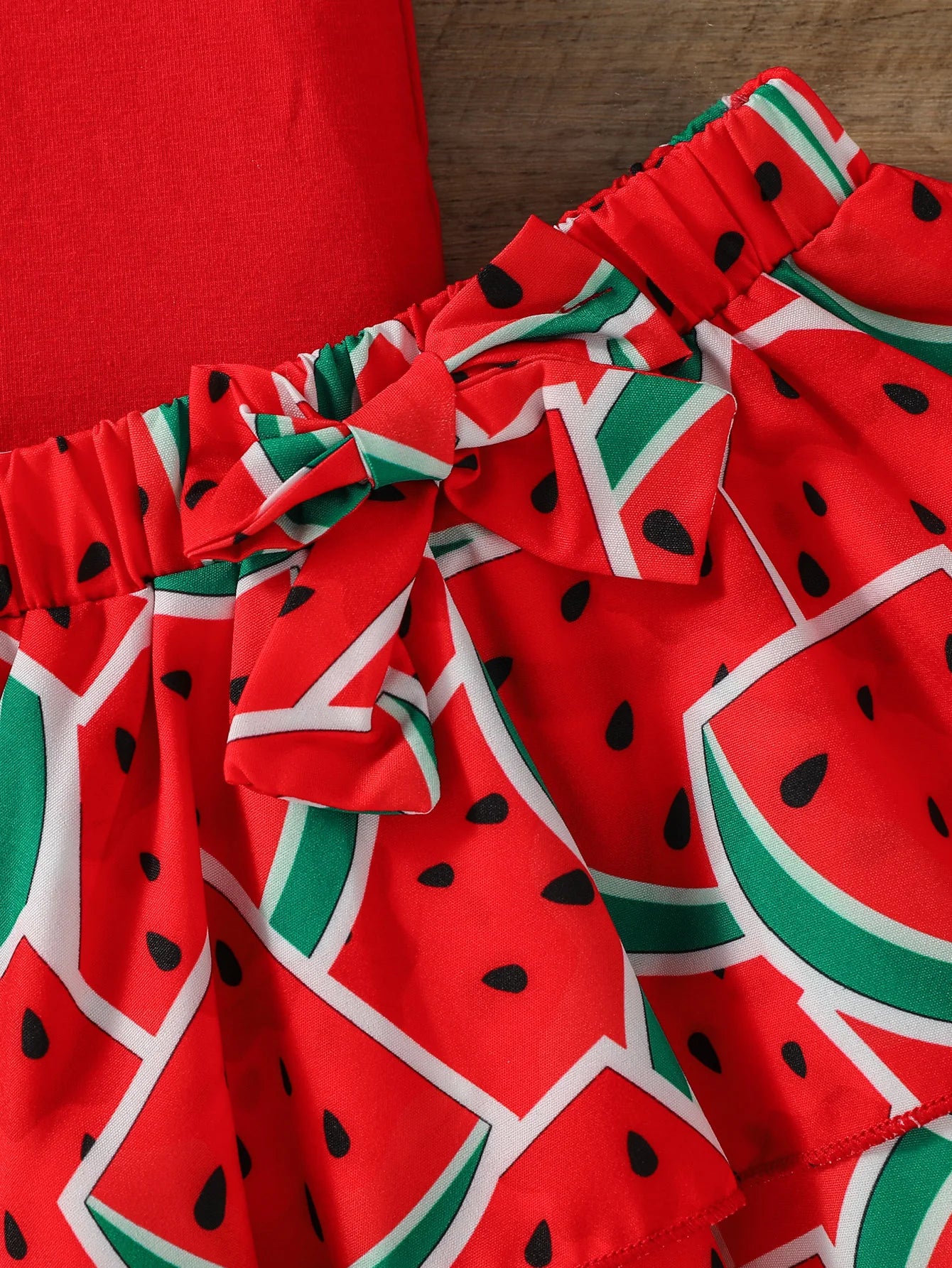 Baby Gilrs Summer Sleeveless Printing Watermelon Fashion Shirt Set For Vacation Or Streetwear