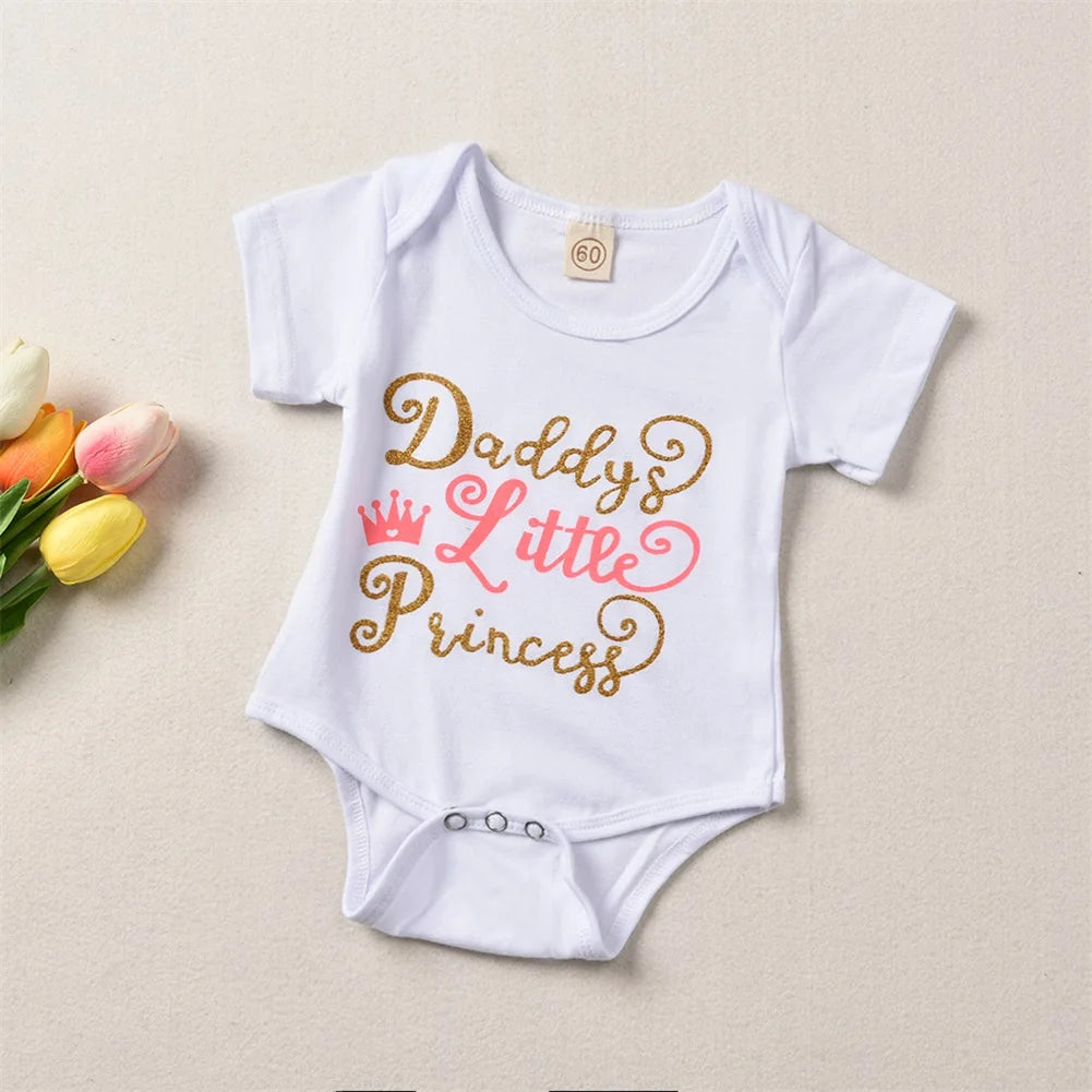 4Pcs Newborn Baby Girls Summer Clothes Sets Short Sleeve Romper Tops + Floral Pants + Hat +Headband Baby Outfits 0-24M