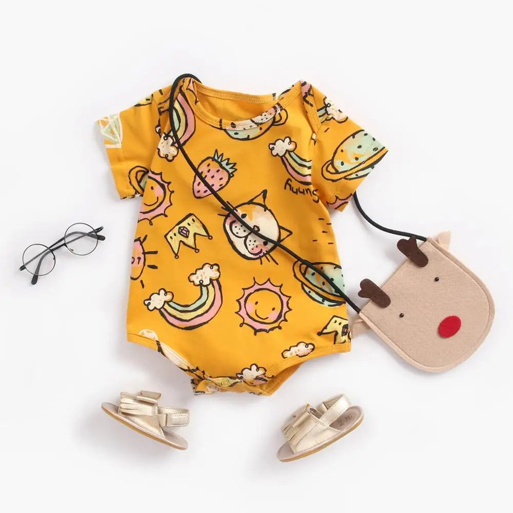 Sanlutoz Baby Boys Girls Bodysuits Summer Cotton Toddler Clothes Cartoon Unisex Short Sleeve