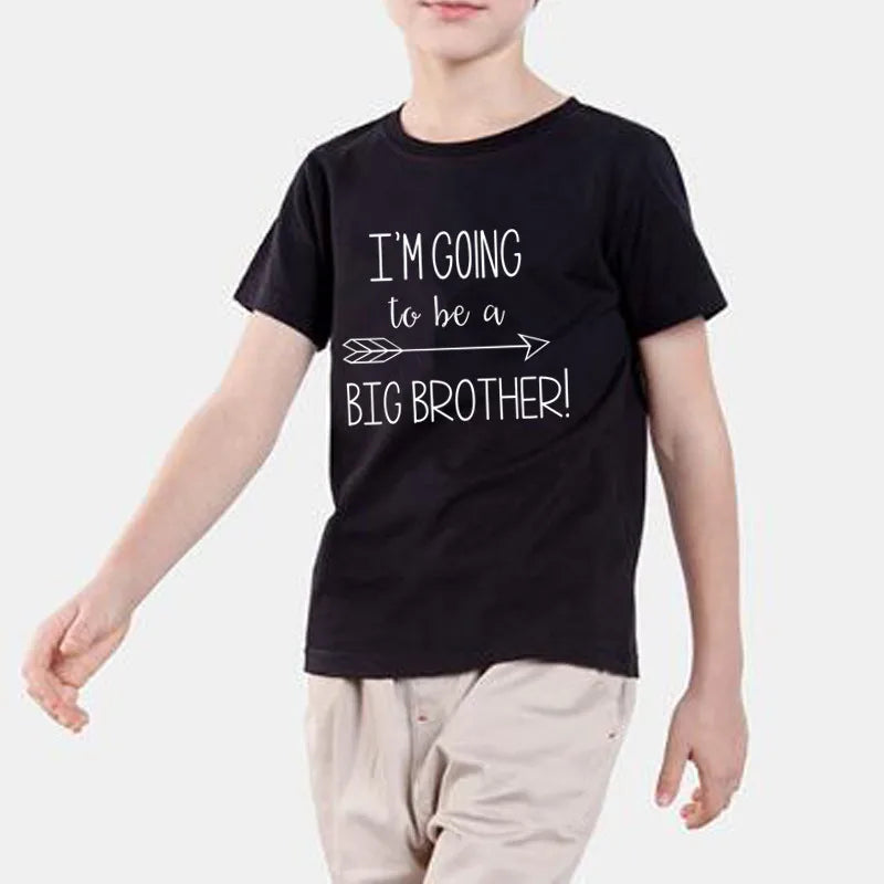 Funny I'm Going to Be a Big Brother Boys Clothes Baby Anouncement Black T-shirts Short Sleeve Cotton Children T-shirt 2-10T