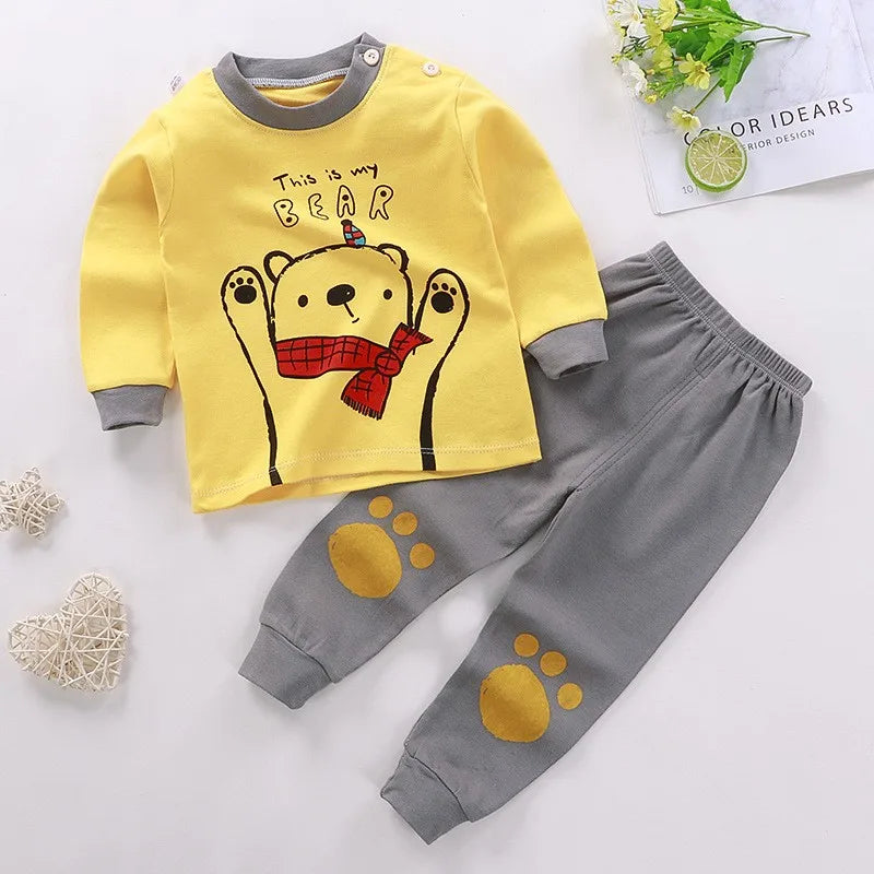 Baby Boys Girls Clothes Set Winter Cotton Baby Clothing Set Baby Pajamas Unisex Kids Autumn Long Sleeve T-shirt And Pants Suit