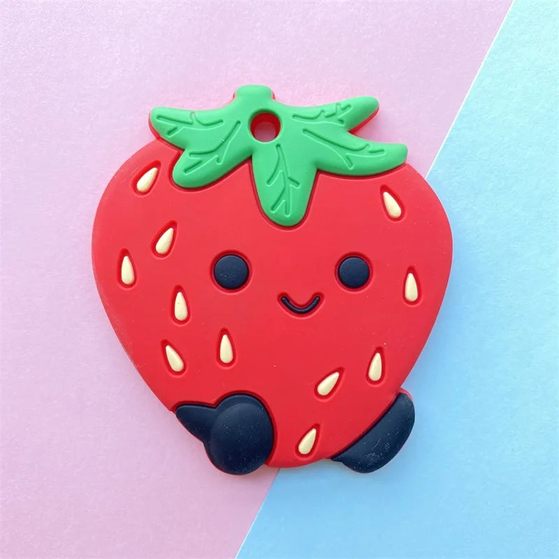 1pc BPA Free Cartoon Animals  Silicone Baby Teether Rodent Avocado Strawberry  Cactus DIY Accessories baby teething Necklace Toy