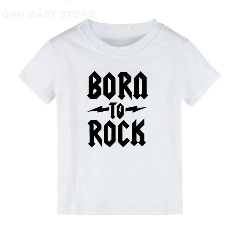 Born To Rock Kids T-Shirt Boys Girls Unisex Baby Clothes Cool Fashion Style Tops Children Summer Short Sleeve Graphic Tee Shirt