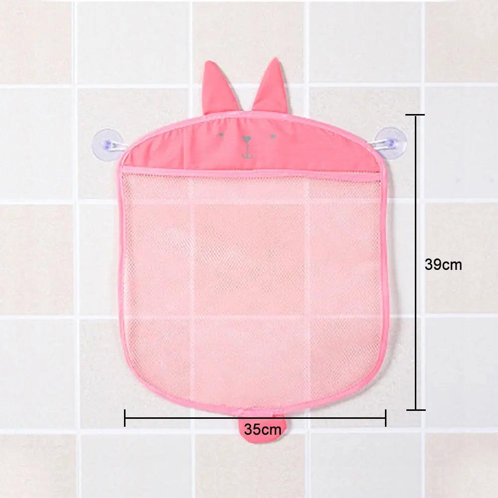 Silicone world Bathroom Sundries storage hanging bag Mesh Bag basket for Kids Bath Toys Bag Cartoon Waterproof Cloth hanging bag