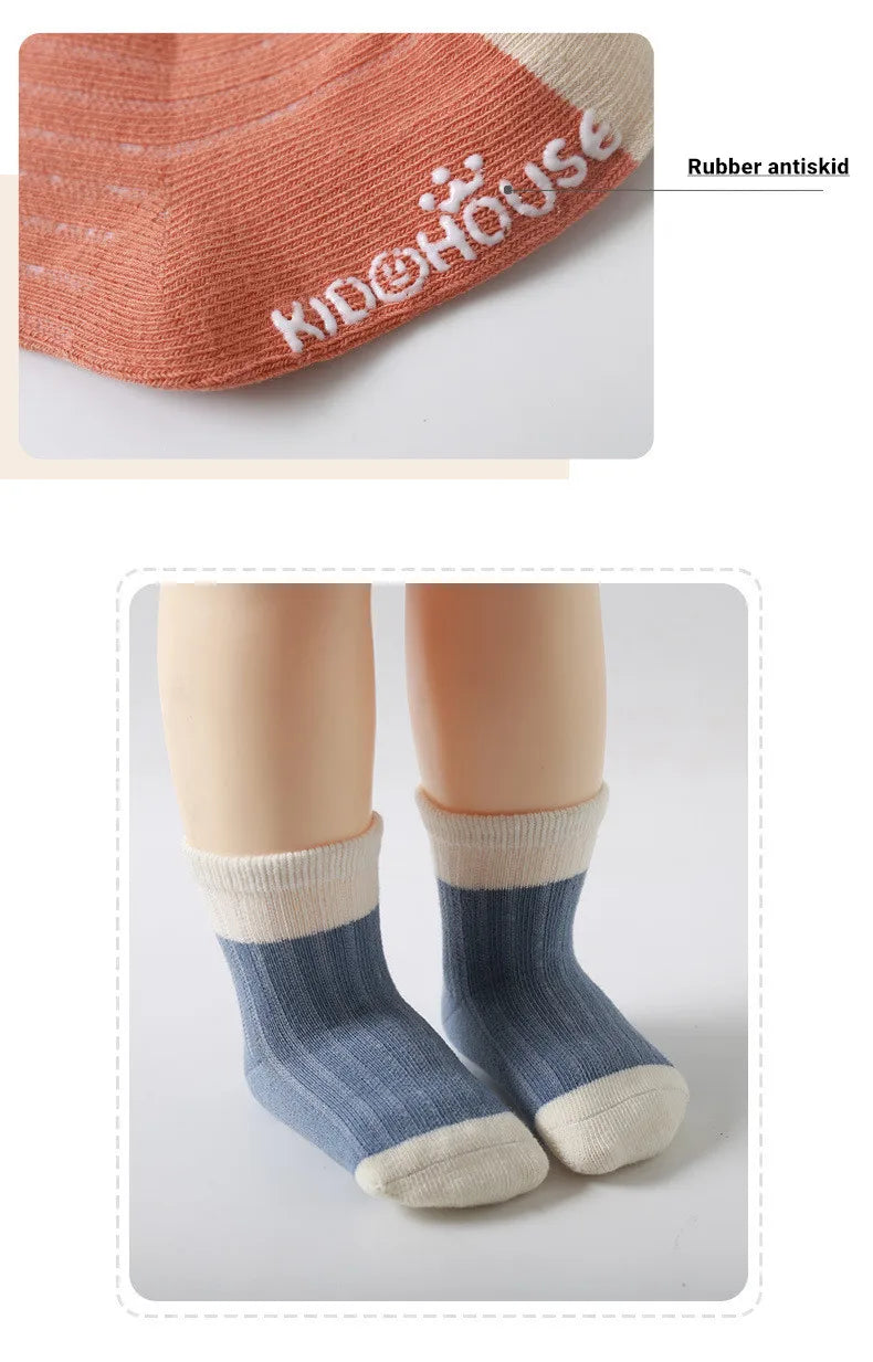 3 Pairs/lot Children's Socks Solid Striped Four Seasons Boy Anti Slip Newborn Baby Socks Cotton Infant Socks For Girls 0-36Month