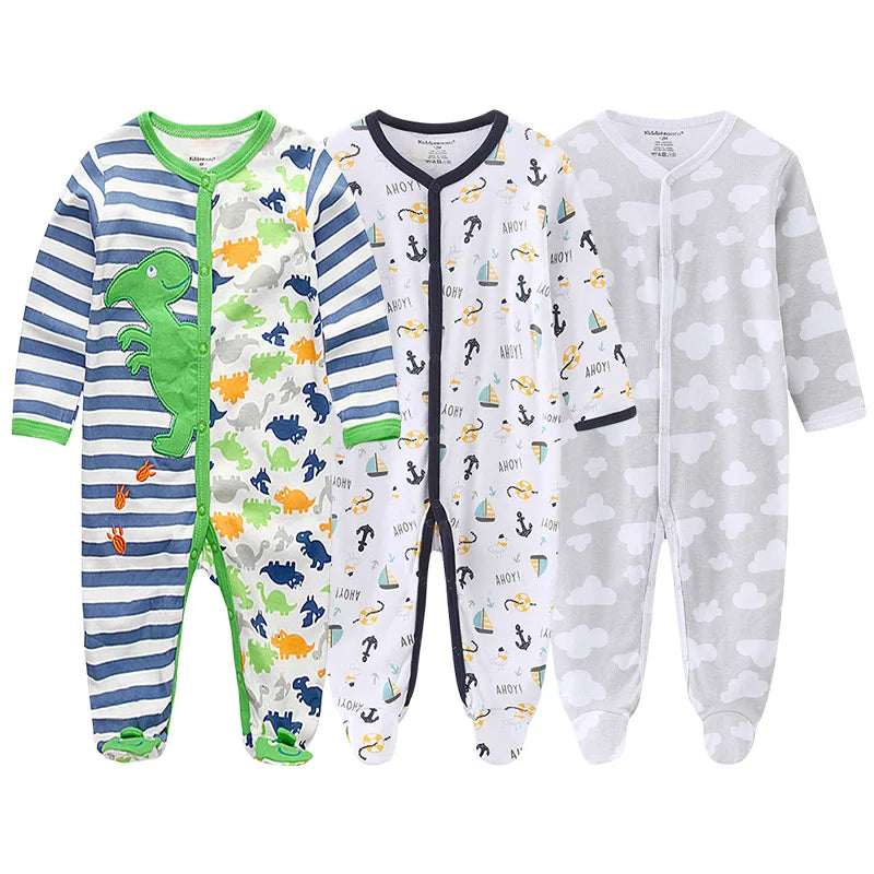 Unisex Baby Organic Cotton Snap Footed Sleep and Play Pajamas Long Sleeve Bodysuit for Newborn Boy and Girl Clothes Bebe