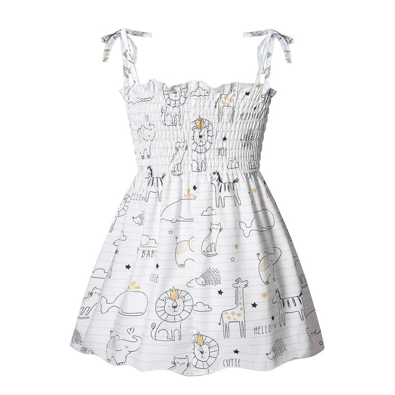 1-6 Years Kids Girls Sleeveless Flower Sundress Summer Beach Strap Princess Dress Cotton Children Clothes girls Casual Dresses