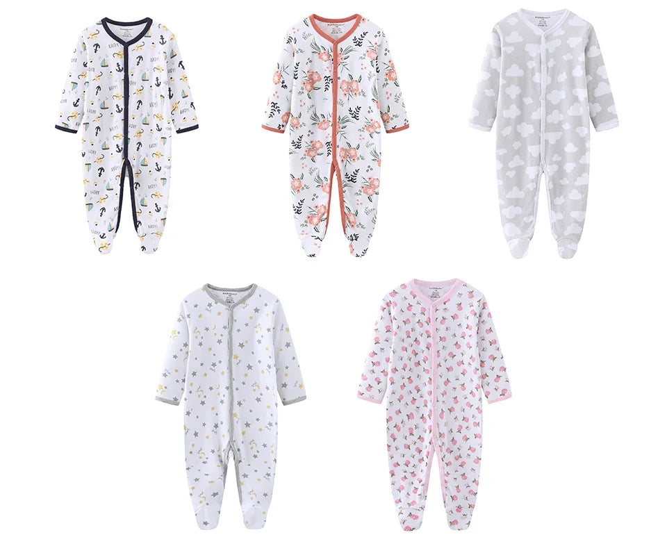 Unisex Baby Organic Cotton Snap Footed Sleep and Play Pajamas Long Sleeve Bodysuit for Newborn Boy and Girl Clothes Bebe