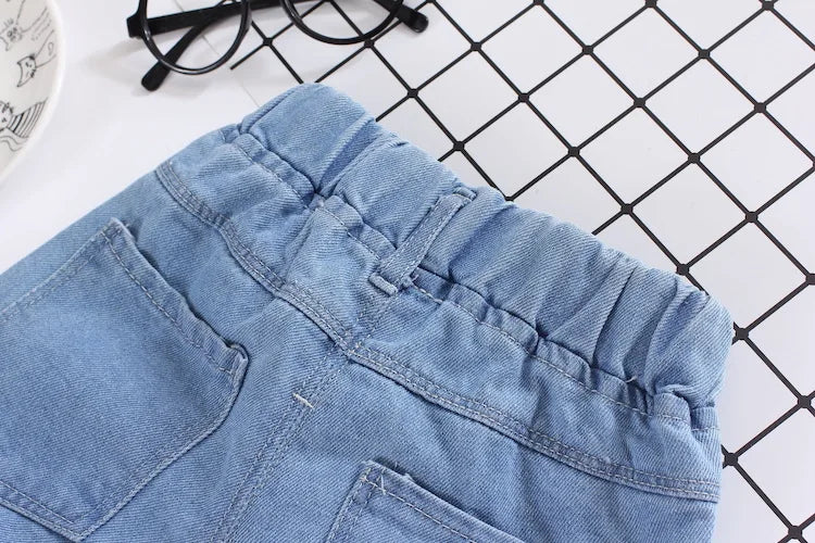 Baby Boy Shorts Jeans 2023 Summer Boys Printing Denim Cotton Casual Kids Short Pants For Children Trousers 2-8Years Clothing