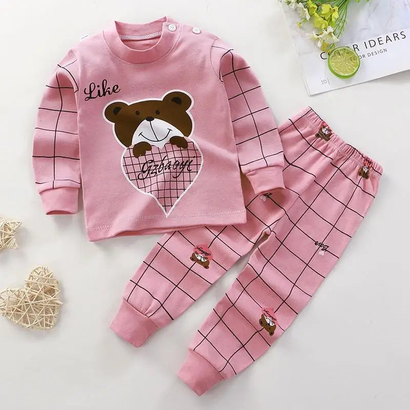 Baby Boys Girls Clothes Set Winter Cotton Baby Clothing Set Baby Pajamas Unisex Kids Autumn Long Sleeve T-shirt And Pants Suit