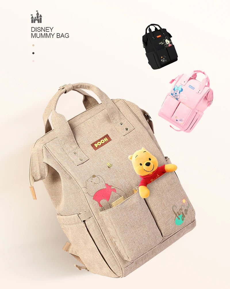 Disney Baby Diaper Backpack USB Bottle Insulation Heating Mummy Nappy Changing Bags For Baby Care Mom Stroller Oxford Handbags