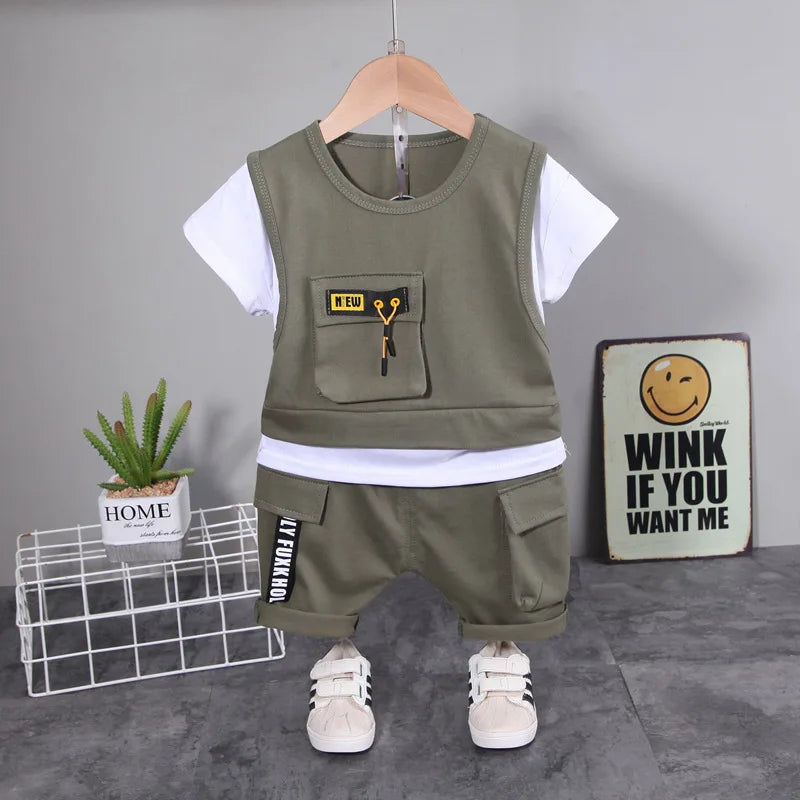 New Summer Baby Girl Clothes Infant Boys Clothing Children Casual T-Shirt Shorts 2Pcs/Set Toddler Sports Costume Kids Tracksuits