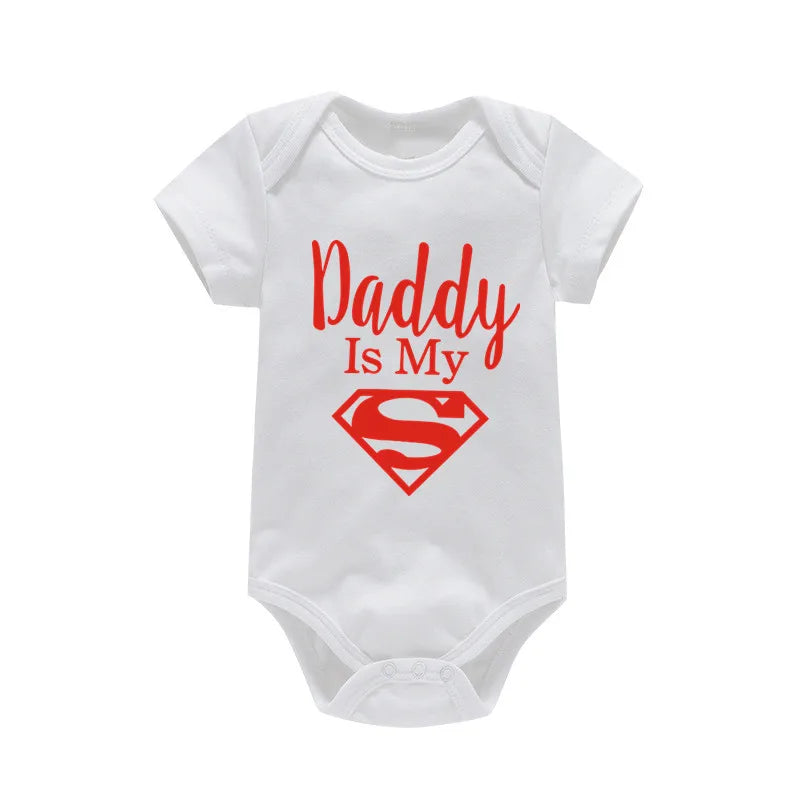 Baby Romper Newborn Baby Boys Girls Clothes Gold Daddy Is My Hero Funny Print Infant Baby Jumpsuit Cute Casual Baby Bodysuit