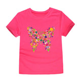 100% Cotton Toddler Girl T Shirt 2 to 3 4 5 6 7 8 9 10 11 12 13 14 Years Pink White Tshirt Flower Print Teenage Girls Tee Shirts