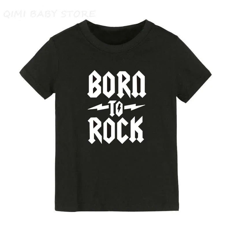 Born To Rock Kids T-Shirt Boys Girls Unisex Baby Clothes Cool Fashion Style Tops Children Summer Short Sleeve Graphic Tee Shirt