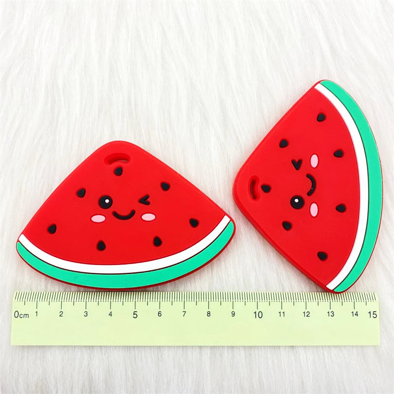 1PCS BPA Free Watermelon Shape Silicone Teether Baby Sensory Pacifier DIY Infant Necklace Pendant Teething Chewing Toy