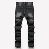 Boys' Straight-leg Ripped Jeans Children Washed Distressed Stretch Denim Trousers Big Kids Casual Pants 5-16y