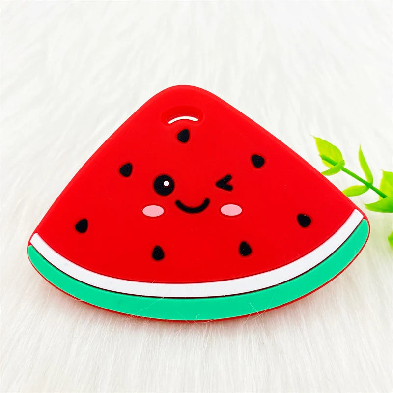 1PCS BPA Free Watermelon Shape Silicone Teether Baby Sensory Pacifier DIY Infant Necklace Pendant Teething Chewing Toy