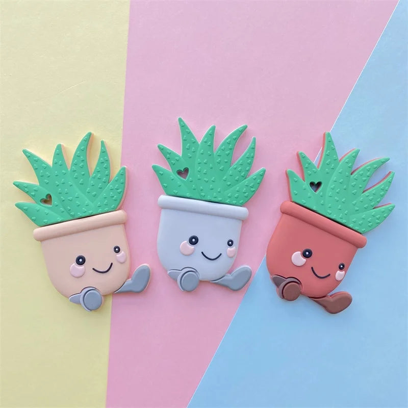 1pc BPA Free Cartoon Animals  Silicone Baby Teether Rodent Avocado Strawberry  Cactus DIY Accessories baby teething Necklace Toy