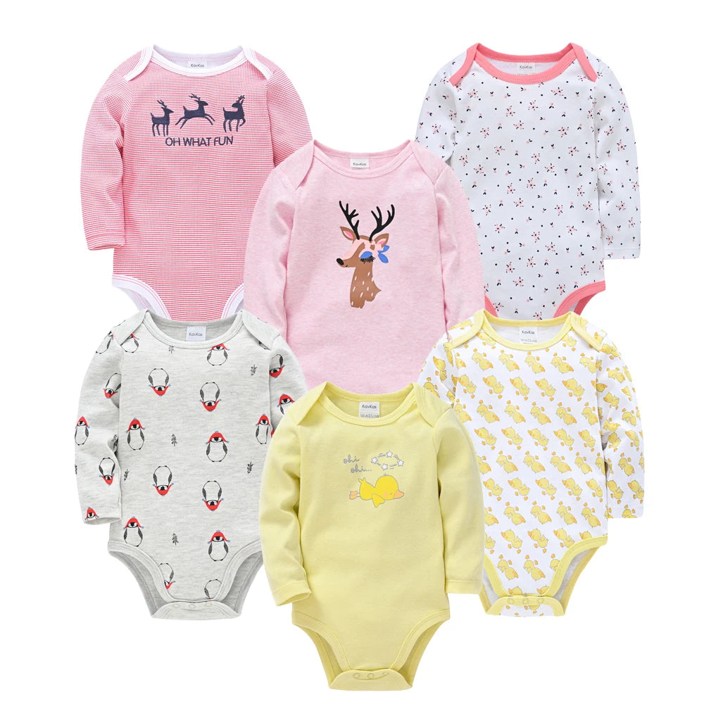 3/6 pcs a set Kavkas Fashion Baby Boys Clothes Set  Cotton Soft Long Sleeve Autumn Boy Girls Bodysuit Newborn Toddler Body bebe