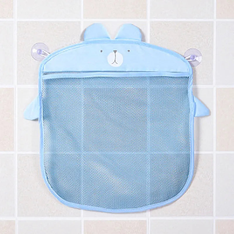 Silicone world Bathroom Sundries storage hanging bag Mesh Bag basket for Kids Bath Toys Bag Cartoon Waterproof Cloth hanging bag