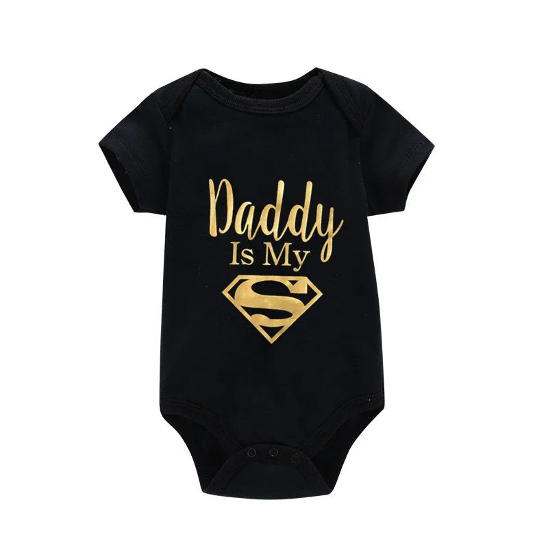 Baby Romper Newborn Baby Boys Girls Clothes Gold Daddy Is My Hero Funny Print Infant Baby Jumpsuit Cute Casual Baby Bodysuit