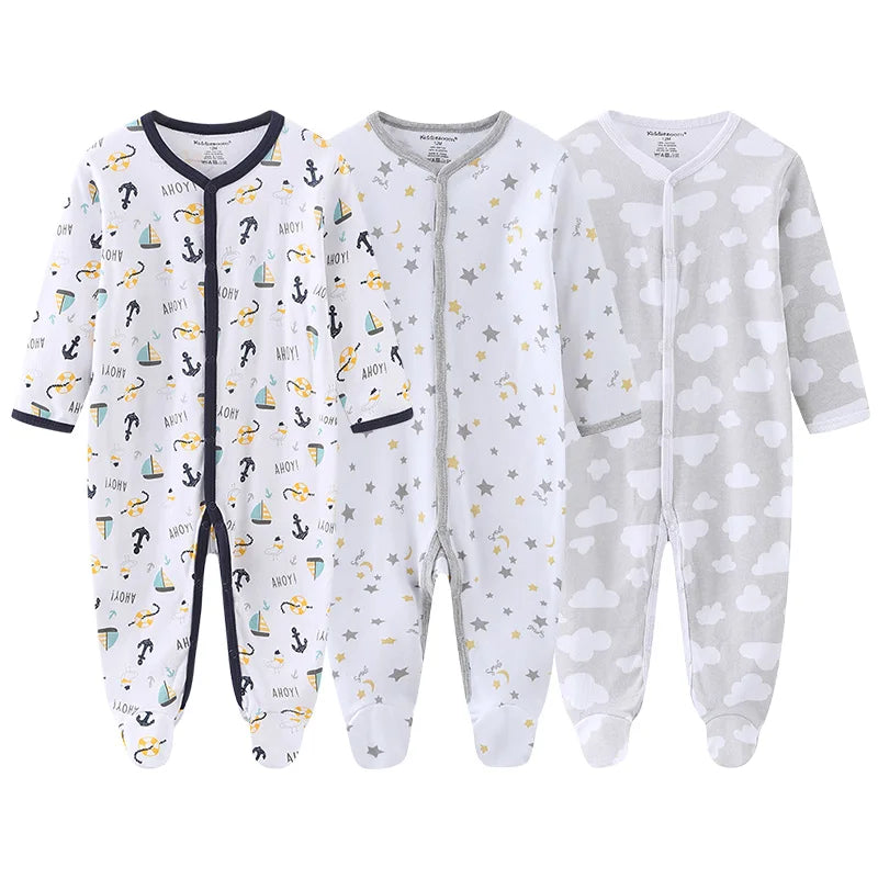 Unisex Baby Organic Cotton Snap Footed Sleep and Play Pajamas Long Sleeve Bodysuit for Newborn Boy and Girl Clothes Bebe