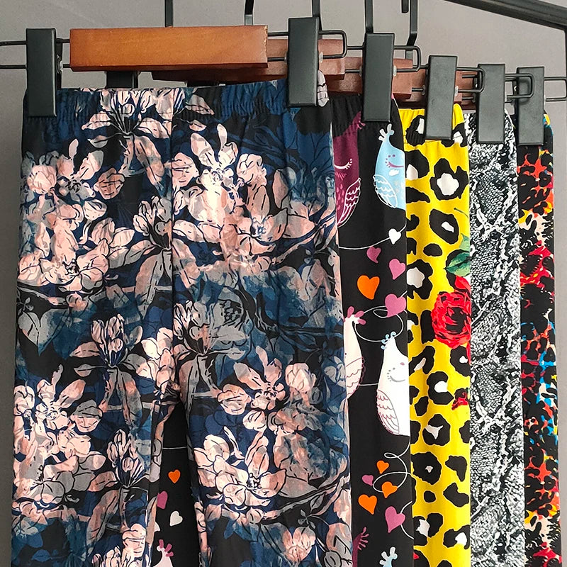 Cute Girls Leggings Spring Autumn Printing Flower Pants Sweet Girl Pencil Pants Kids Trousers Children Clothing