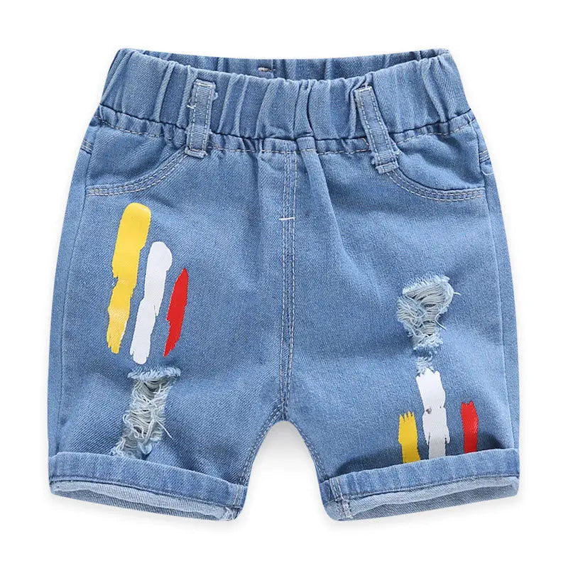 Baby Boy Shorts Jeans 2023 Summer Boys Printing Denim Cotton Casual Kids Short Pants For Children Trousers 2-8Years Clothing