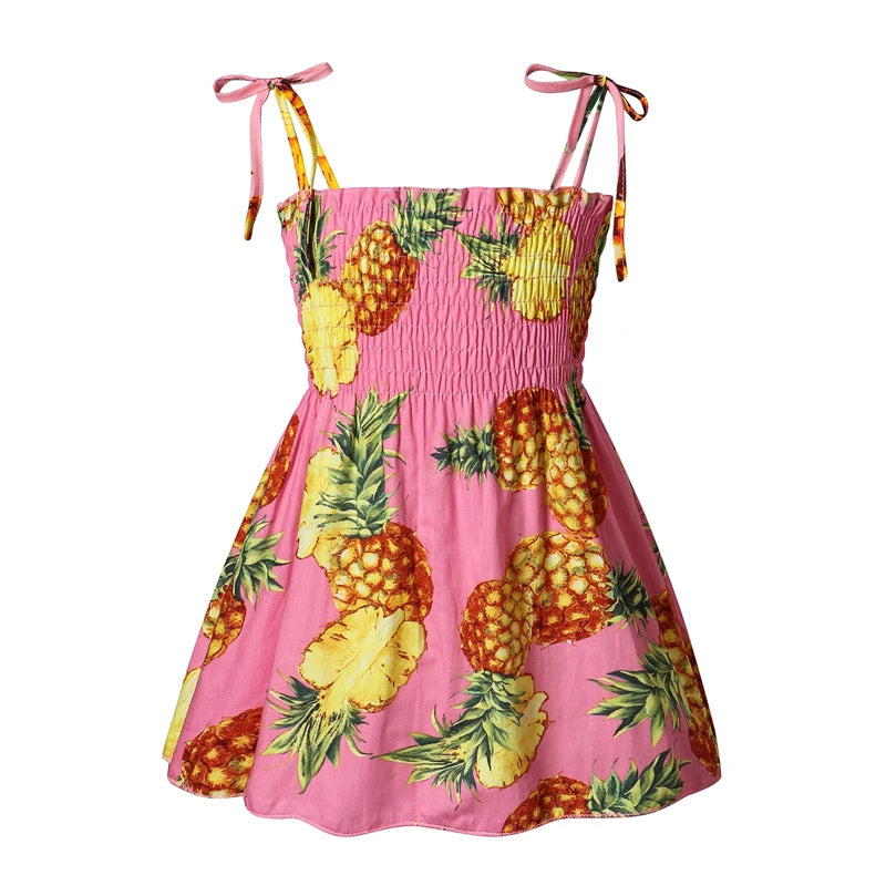 1-6 Years Kids Girls Sleeveless Flower Sundress Summer Beach Strap Princess Dress Cotton Children Clothes girls Casual Dresses