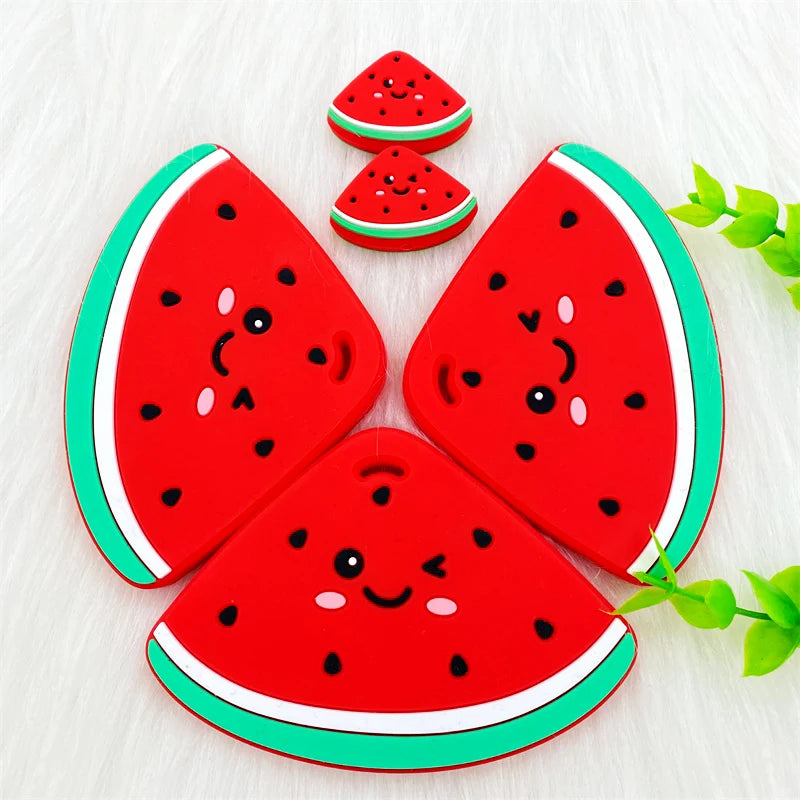 1PCS BPA Free Watermelon Shape Silicone Teether Baby Sensory Pacifier DIY Infant Necklace Pendant Teething Chewing Toy