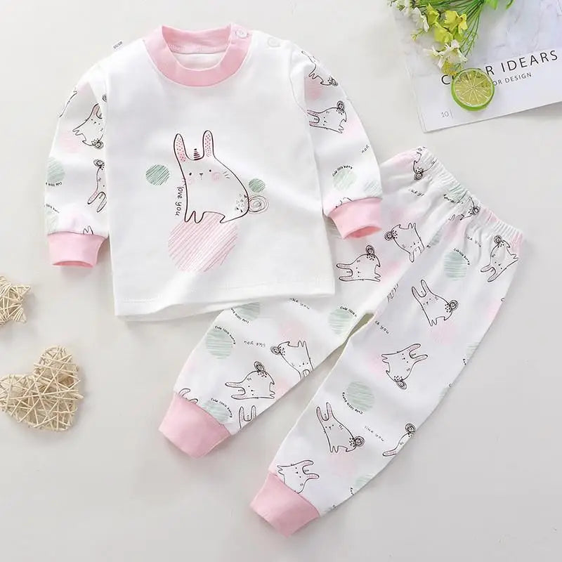 Baby Boys Girls Clothes Set Winter Cotton Baby Clothing Set Baby Pajamas Unisex Kids Autumn Long Sleeve T-shirt And Pants Suit