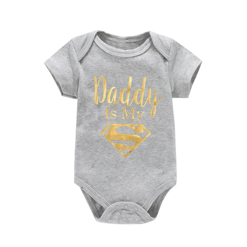 Baby Romper Newborn Baby Boys Girls Clothes Gold Daddy Is My Hero Funny Print Infant Baby Jumpsuit Cute Casual Baby Bodysuit