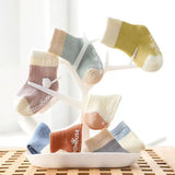 3 Pairs/lot Children's Socks Solid Striped Four Seasons Boy Anti Slip Newborn Baby Socks Cotton Infant Socks For Girls 0-36Month