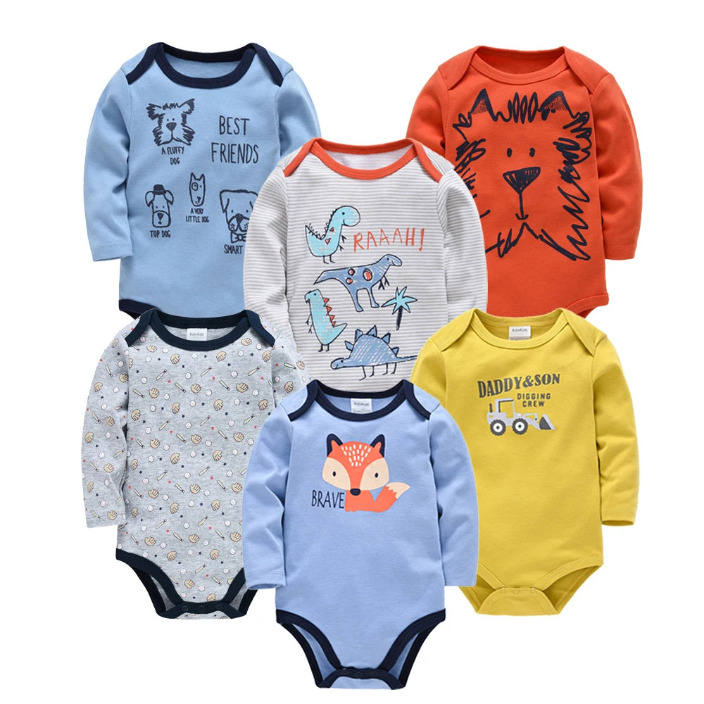 3/6 pcs a set Kavkas Fashion Baby Boys Clothes Set  Cotton Soft Long Sleeve Autumn Boy Girls Bodysuit Newborn Toddler Body bebe