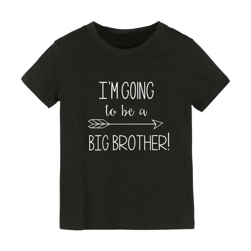 Funny I'm Going to Be a Big Brother Boys Clothes Baby Anouncement Black T-shirts Short Sleeve Cotton Children T-shirt 2-10T