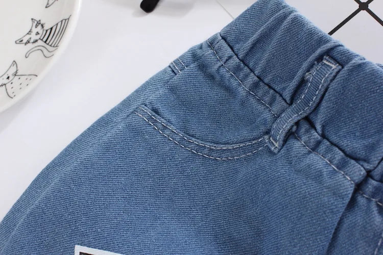 Baby Boy Shorts Jeans 2023 Summer Boys Printing Denim Cotton Casual Kids Short Pants For Children Trousers 2-8Years Clothing