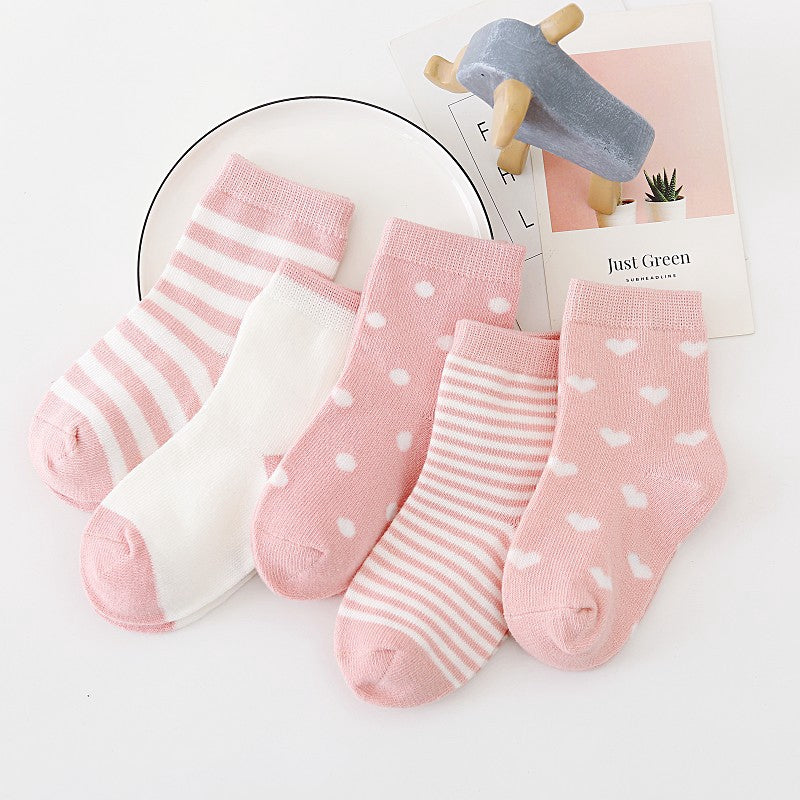 5Pairs Baby Socks Newborn Baby Boy Socks 0-1-3-7Y Kids Pure Cotton Animal Design Fadeless Soft Children's Socks for Girls