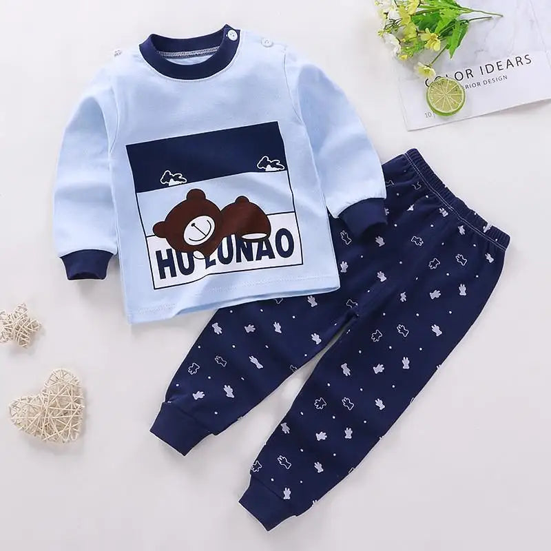 Baby Boys Girls Clothes Set Winter Cotton Baby Clothing Set Baby Pajamas Unisex Kids Autumn Long Sleeve T-shirt And Pants Suit