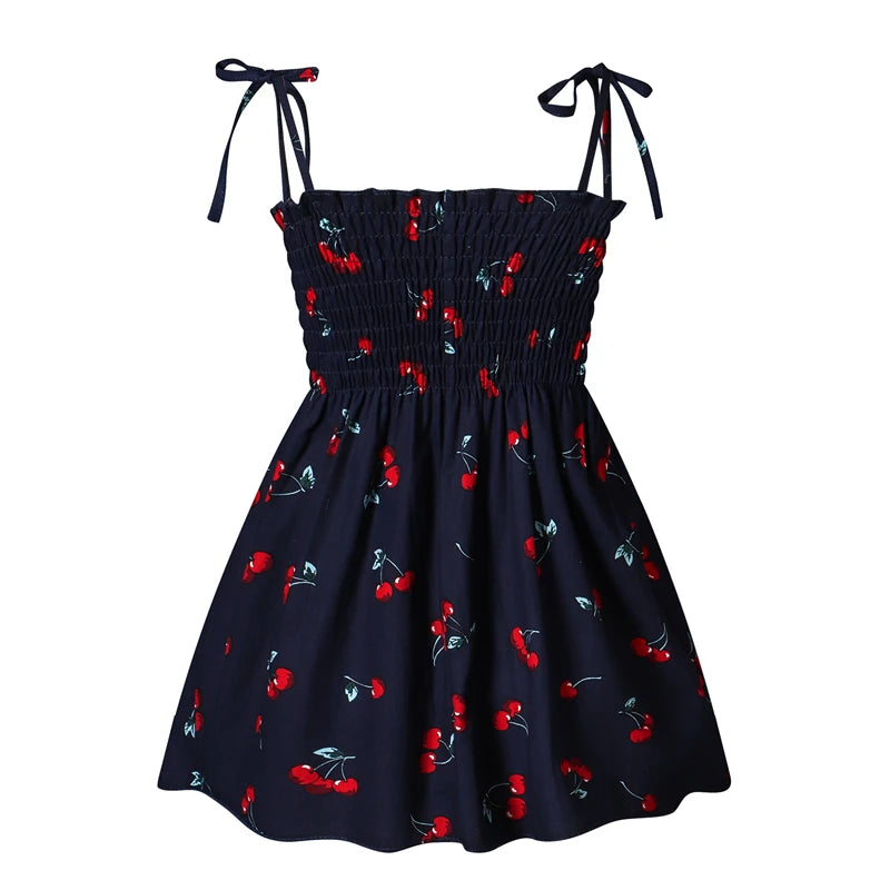 1-6 Years Kids Girls Sleeveless Flower Sundress Summer Beach Strap Princess Dress Cotton Children Clothes girls Casual Dresses