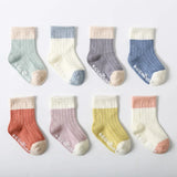 3 Pairs/lot Children's Socks Solid Striped Four Seasons Boy Anti Slip Newborn Baby Socks Cotton Infant Socks For Girls 0-36Month