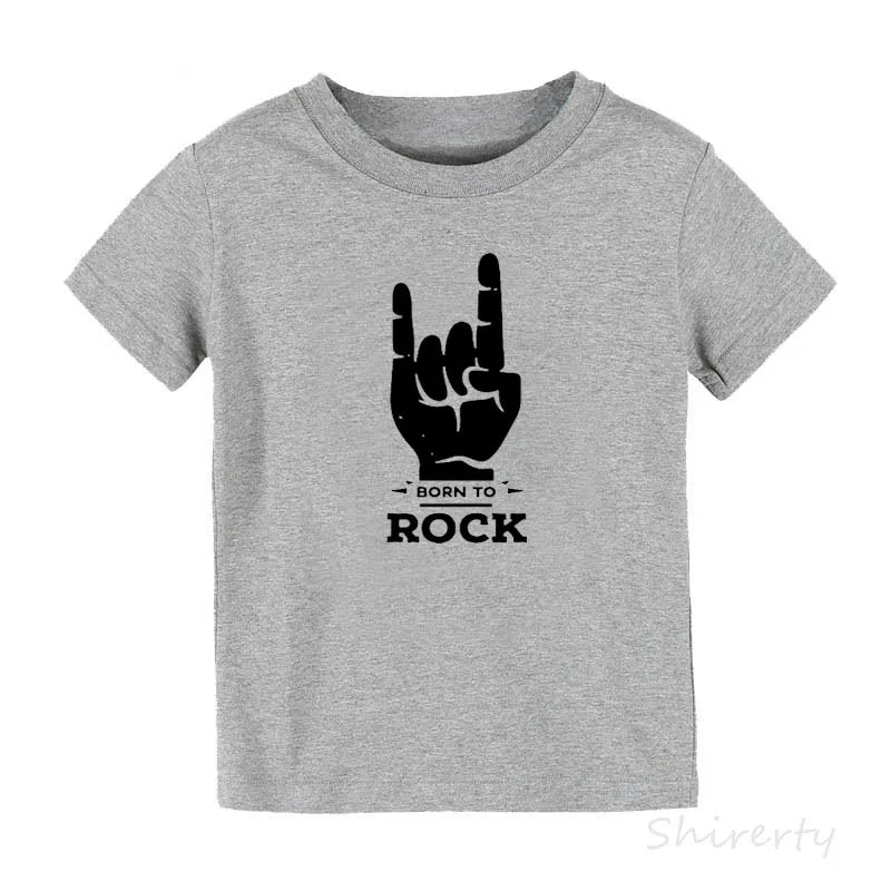 Born To Rock Kids T-Shirt Boys Girls Unisex Baby Clothes Cool Fashion Style Tops Children Summer Short Sleeve Graphic Tee Shirt