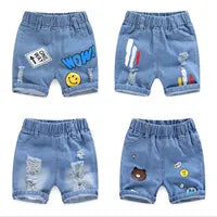 Baby Boy Shorts Jeans 2023 Summer Boys Printing Denim Cotton Casual Kids Short Pants For Children Trousers 2-8Years Clothing