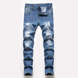 Boys' Straight-leg Ripped Jeans Children Washed Distressed Stretch Denim Trousers Big Kids Casual Pants 5-16y