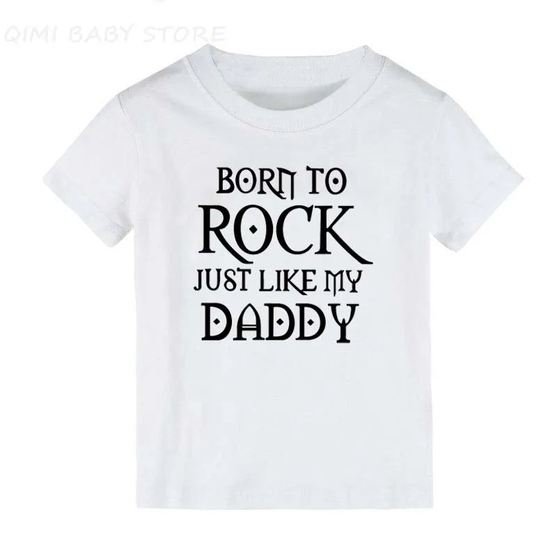 Born To Rock Kids T-Shirt Boys Girls Unisex Baby Clothes Cool Fashion Style Tops Children Summer Short Sleeve Graphic Tee Shirt