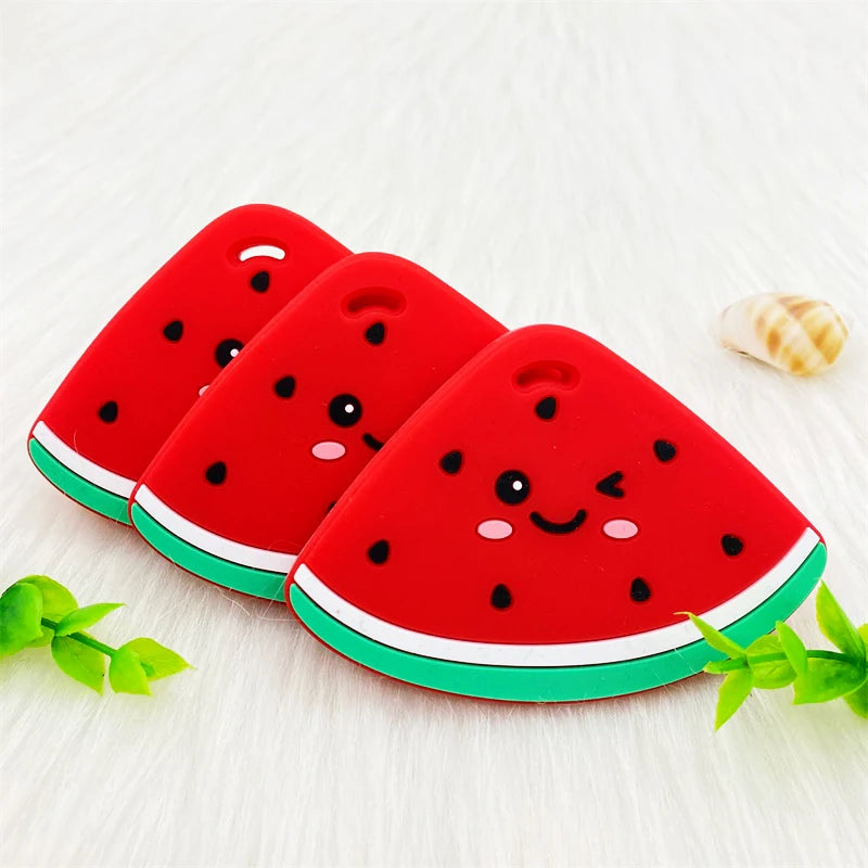 1PCS BPA Free Watermelon Shape Silicone Teether Baby Sensory Pacifier DIY Infant Necklace Pendant Teething Chewing Toy