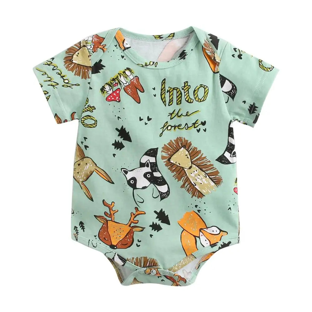 Sanlutoz Baby Boys Girls Bodysuits Summer Cotton Toddler Clothes Cartoon Unisex Short Sleeve